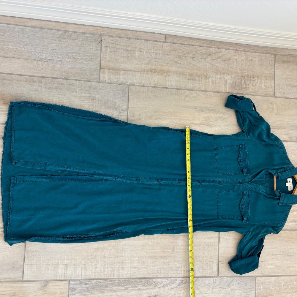 Cloth & Stone button-front maxi shirt dress in a teal blue , Size Small, western - Picture 9 of 11